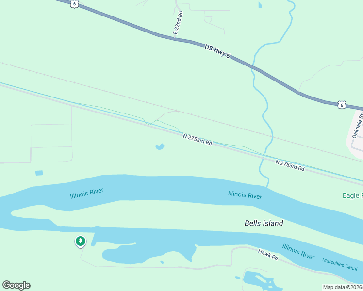 map of restaurants, bars, coffee shops, grocery stores, and more near 2180 North 2753rd Road in Ottawa