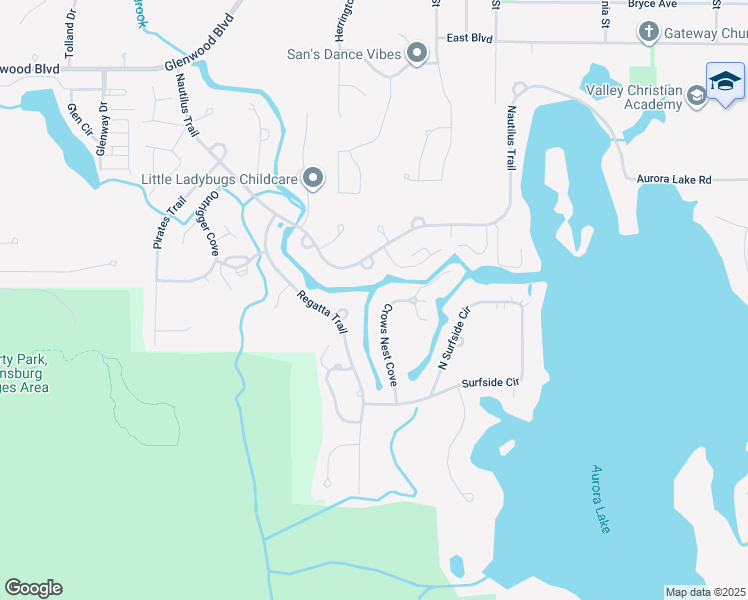 map of restaurants, bars, coffee shops, grocery stores, and more near 10111 Regatta Trail in Aurora