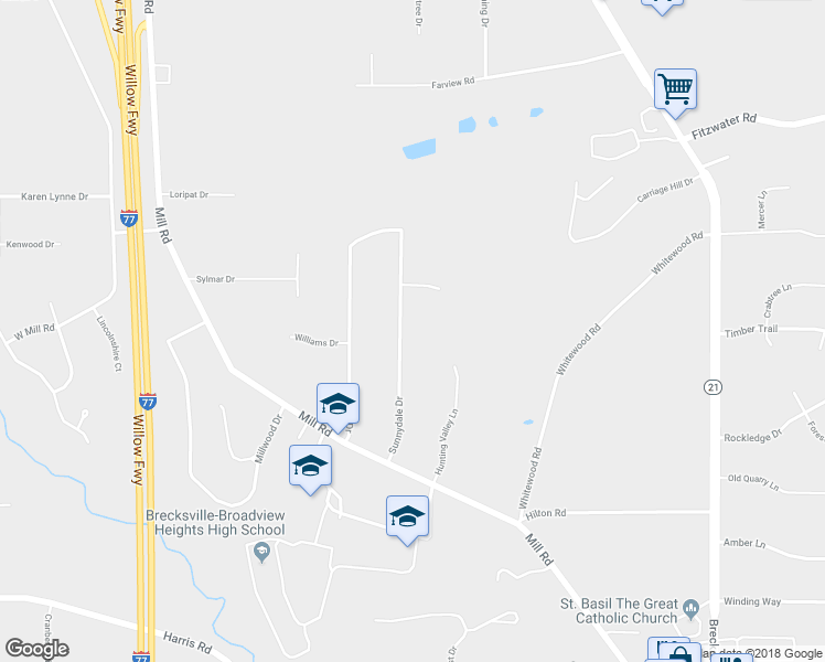 map of restaurants, bars, coffee shops, grocery stores, and more near 8395 Sunnydale Drive in Brecksville