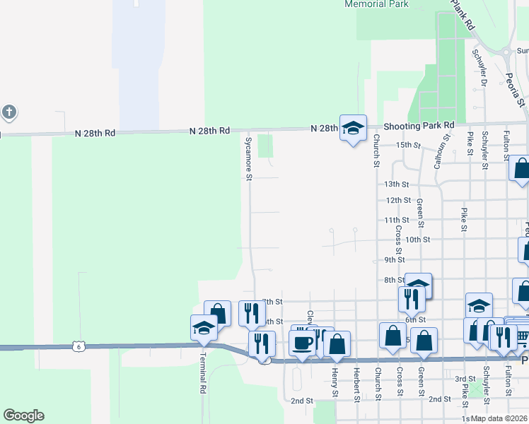 map of restaurants, bars, coffee shops, grocery stores, and more near 3030 12th Street in Peru