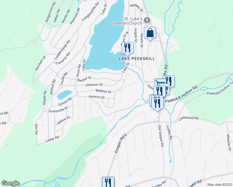 map of restaurants, bars, coffee shops, grocery stores, and more near 16B Melnick Place in Putnam Valley