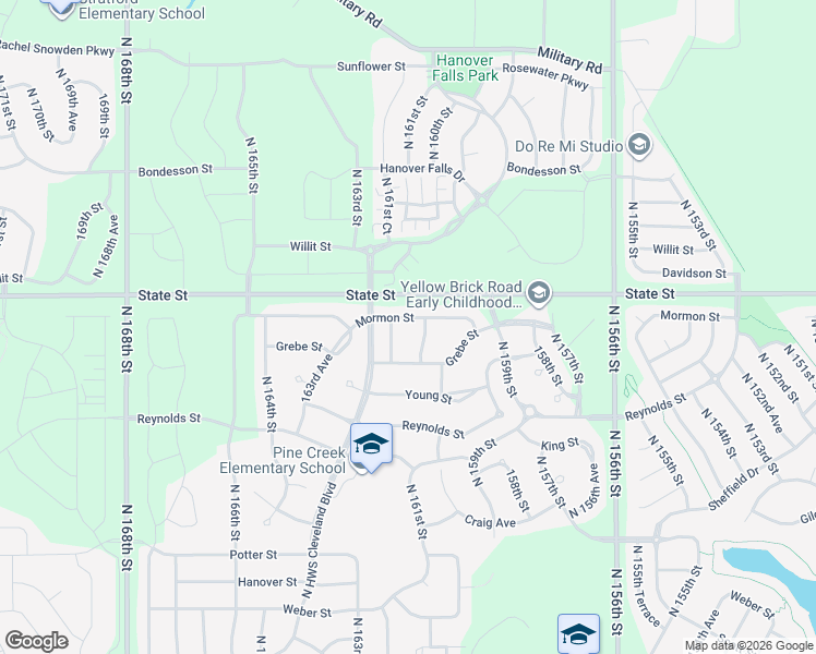 map of restaurants, bars, coffee shops, grocery stores, and more near 8210 North 161st Street in Bennington