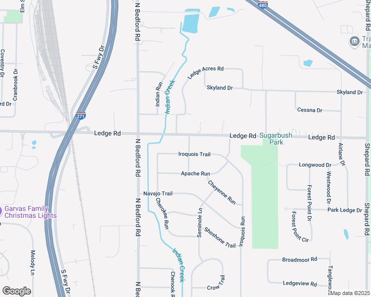 map of restaurants, bars, coffee shops, grocery stores, and more near 741 Iroquois Trail in Macedonia