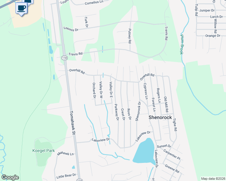 map of restaurants, bars, coffee shops, grocery stores, and more near 34 Parkway Drive in Yorktown Heights