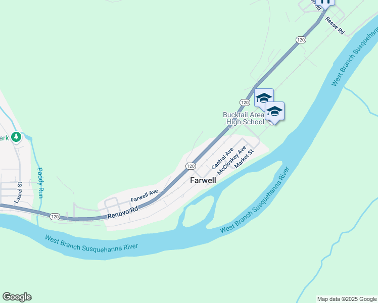 map of restaurants, bars, coffee shops, grocery stores, and more near 601 Tolomay Street in Renovo