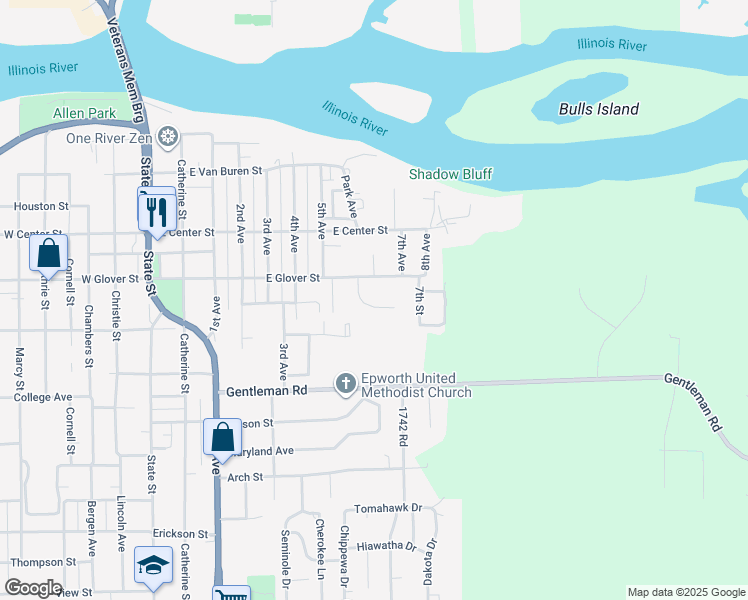 map of restaurants, bars, coffee shops, grocery stores, and more near 614 Magnolia Lane in Ottawa