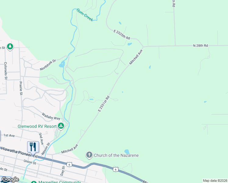 map of restaurants, bars, coffee shops, grocery stores, and more near 2768 East 2551st Road in Marseilles