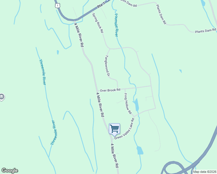 map of restaurants, bars, coffee shops, grocery stores, and more near 4 Over Brook Road in East Lyme