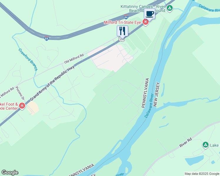 map of restaurants, bars, coffee shops, grocery stores, and more near 126 Georgi Circle in Milford