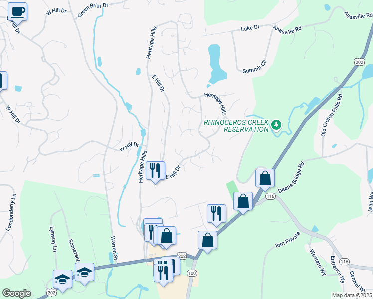 map of restaurants, bars, coffee shops, grocery stores, and more near 67 Heritage Hills Drive in Westchester County