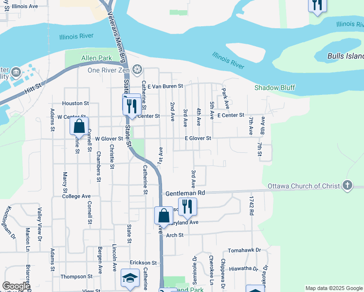 map of restaurants, bars, coffee shops, grocery stores, and more near 542 3rd Avenue in Ottawa