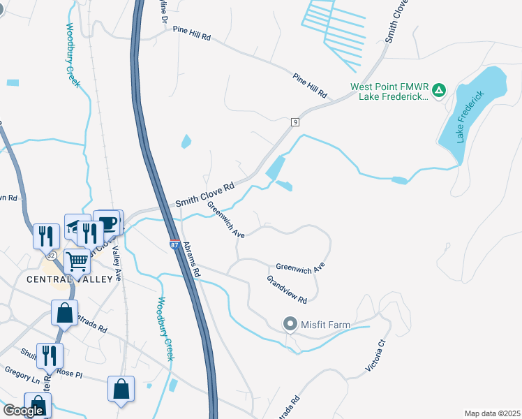 map of restaurants, bars, coffee shops, grocery stores, and more near 6 Rivervale Court in Woodbury