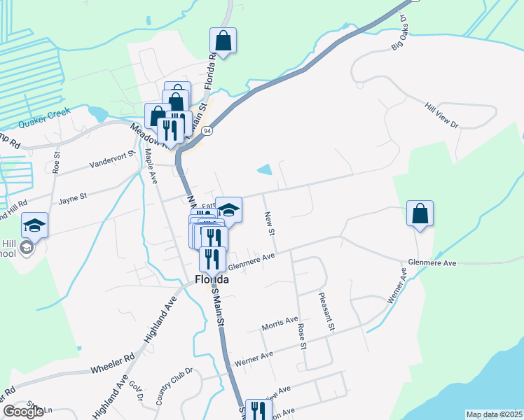 map of restaurants, bars, coffee shops, grocery stores, and more near 19 New Street in Florida