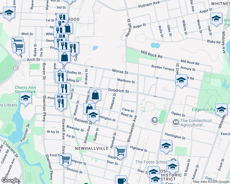 map of restaurants, bars, coffee shops, grocery stores, and more near 237 Goodrich Street in Hamden