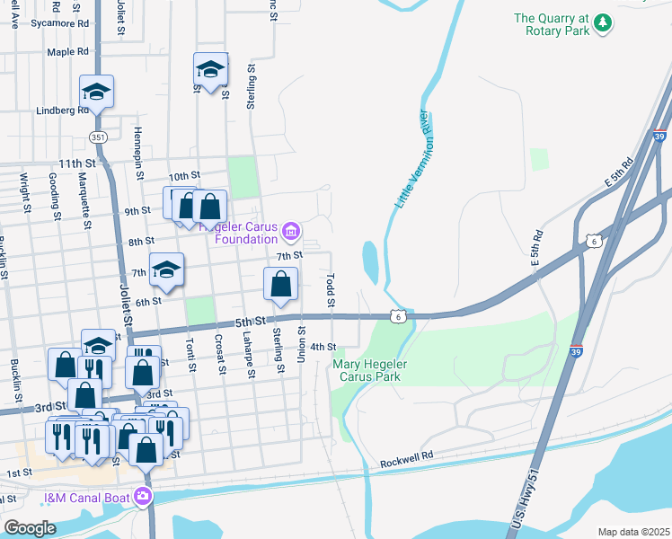 map of restaurants, bars, coffee shops, grocery stores, and more near 648 Todd Street in LaSalle