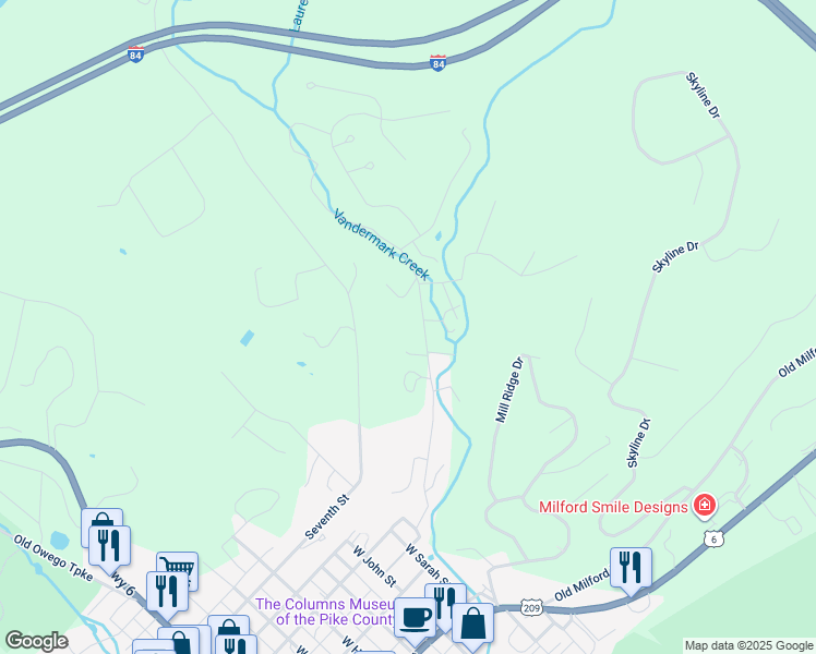 map of restaurants, bars, coffee shops, grocery stores, and more near 142 Moon Valley Road in Milford