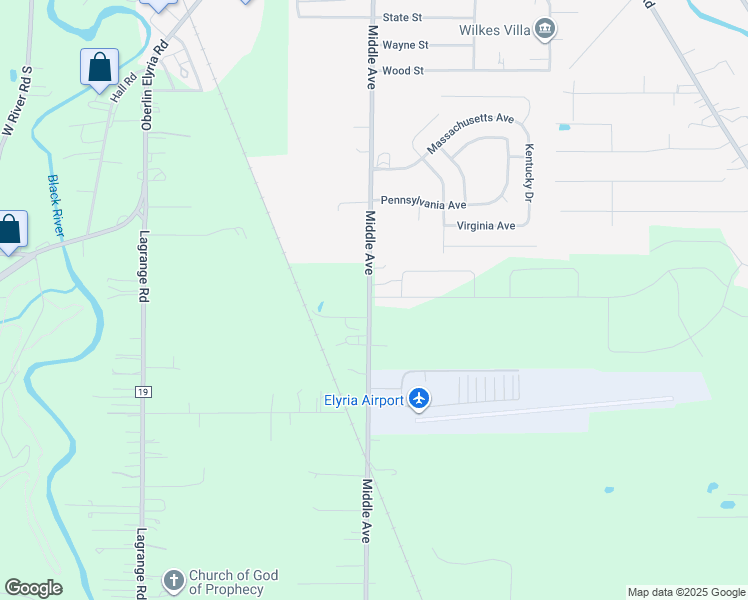 map of restaurants, bars, coffee shops, grocery stores, and more near 10563 Middle Avenue in Elyria