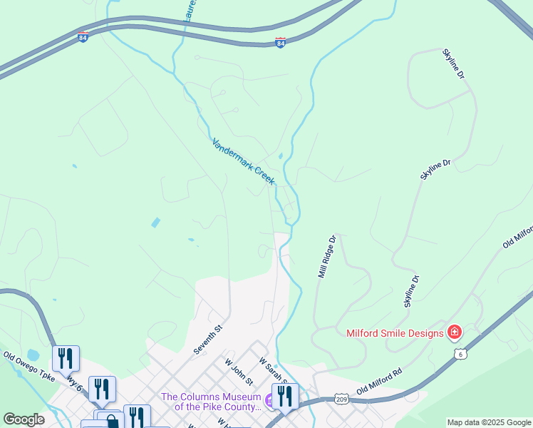 map of restaurants, bars, coffee shops, grocery stores, and more near 142 Moon Valley Road in Milford