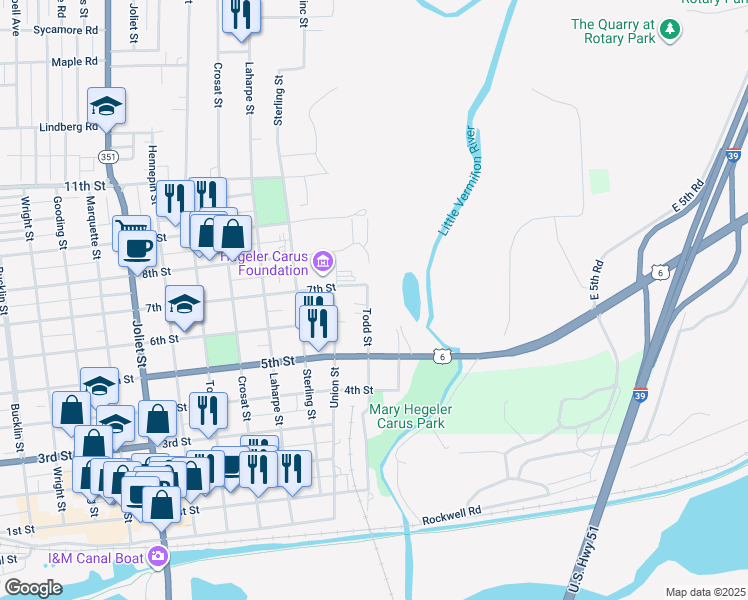 map of restaurants, bars, coffee shops, grocery stores, and more near 648 Todd Street in LaSalle