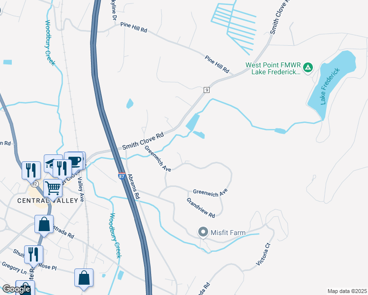 map of restaurants, bars, coffee shops, grocery stores, and more near 6 Rivervale Court in Woodbury