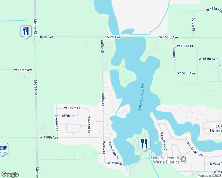map of restaurants, bars, coffee shops, grocery stores, and more near 198 W Lakeview Dr in Lowell