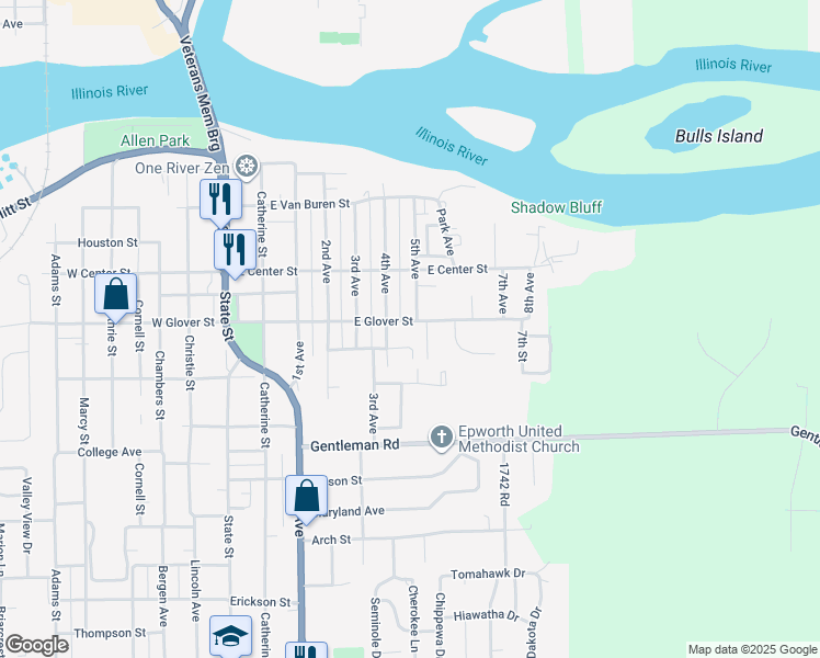 map of restaurants, bars, coffee shops, grocery stores, and more near 529 5th Avenue in Ottawa