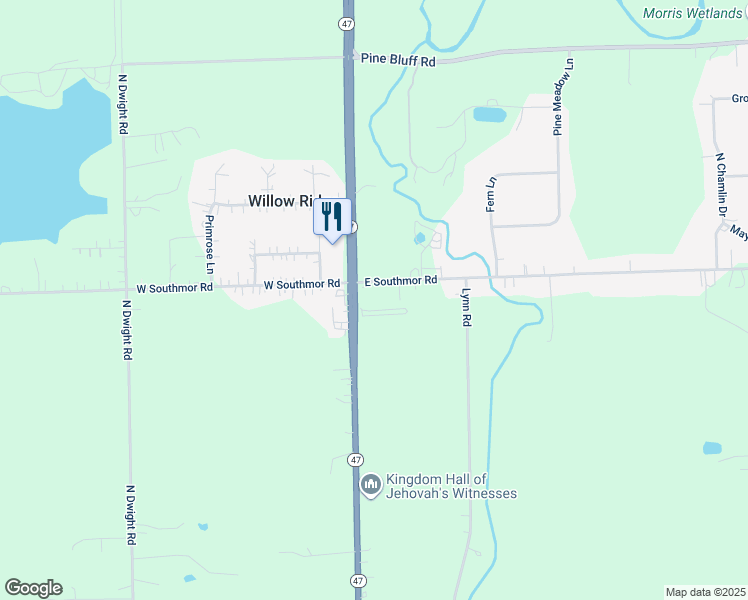 map of restaurants, bars, coffee shops, grocery stores, and more near 35 East Southmor Road in Morris