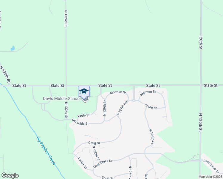 map of restaurants, bars, coffee shops, grocery stores, and more near 12772 Mormon Street in Omaha