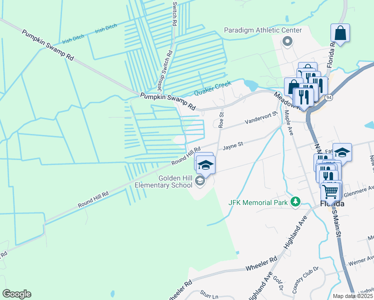 map of restaurants, bars, coffee shops, grocery stores, and more near 18 Golden Hill Terrace in Florida