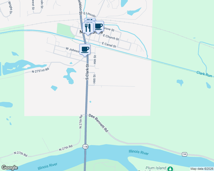 map of restaurants, bars, coffee shops, grocery stores, and more near Donaldson Street in North Utica