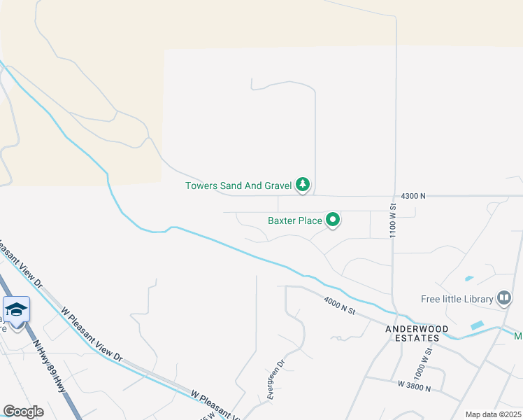 map of restaurants, bars, coffee shops, grocery stores, and more near 1352 West Caribou Court in Pleasant View