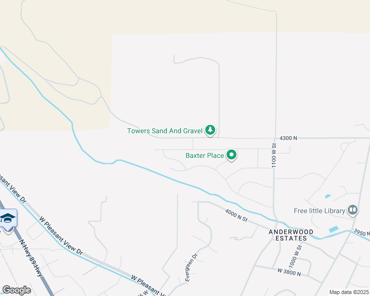 map of restaurants, bars, coffee shops, grocery stores, and more near 1340 West Caribou Court in Pleasant View