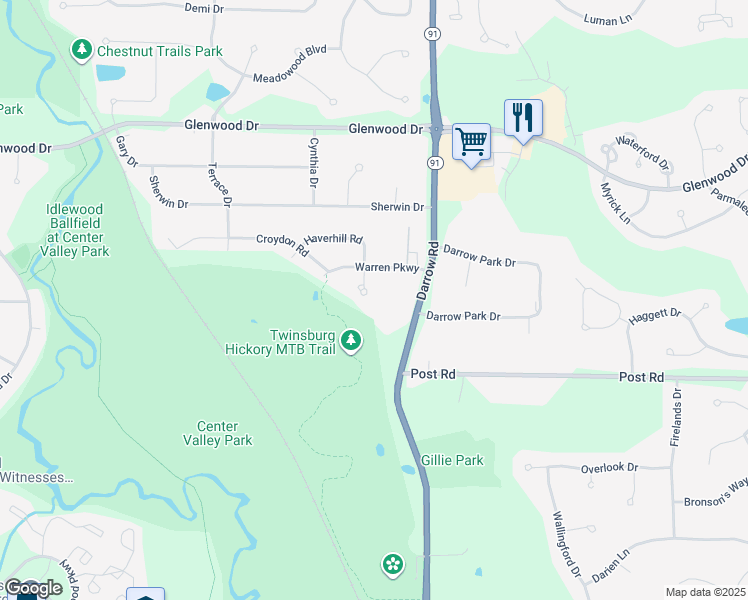 map of restaurants, bars, coffee shops, grocery stores, and more near 2481 Haverhill Rd in Twinsburg