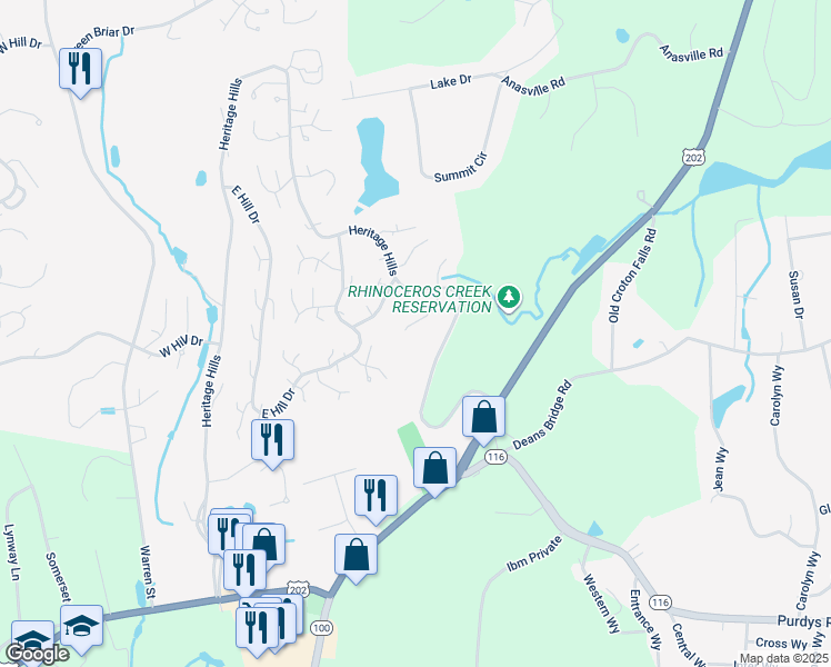 map of restaurants, bars, coffee shops, grocery stores, and more near 228 Heritage Hills Drive in Westchester County