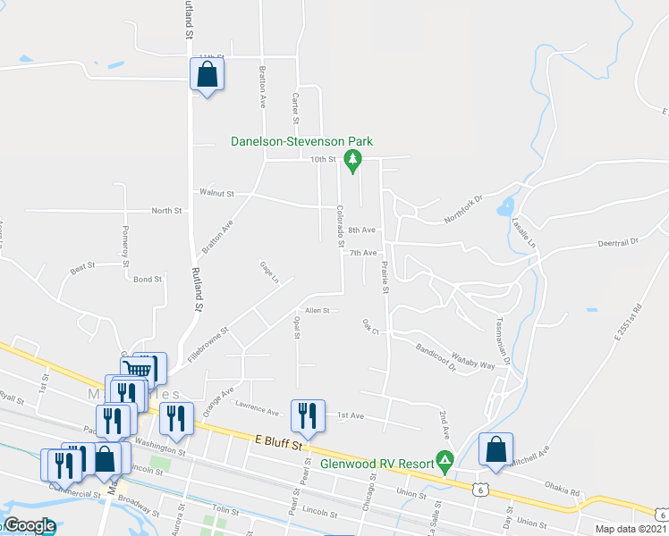 map of restaurants, bars, coffee shops, grocery stores, and more near 795 Colorado Street in Marseilles