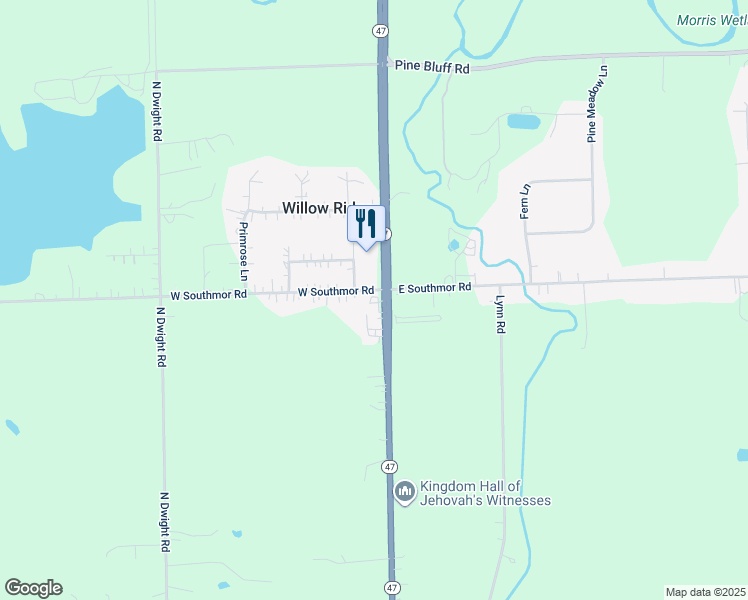 map of restaurants, bars, coffee shops, grocery stores, and more near 3485 Illinois 47 in Morris