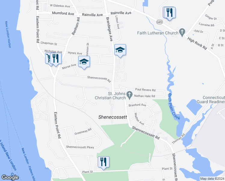 map of restaurants, bars, coffee shops, grocery stores, and more near 13 Liberty Drive in Groton