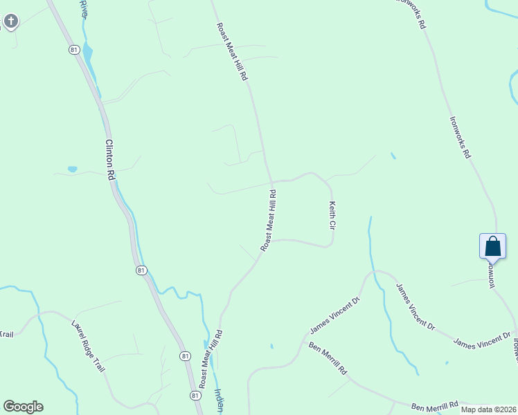 map of restaurants, bars, coffee shops, grocery stores, and more near 68 Roast Meat Hill Road in Killingworth