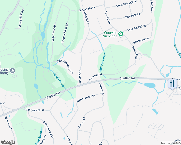 map of restaurants, bars, coffee shops, grocery stores, and more near 7 Barn Hill Road in Monroe