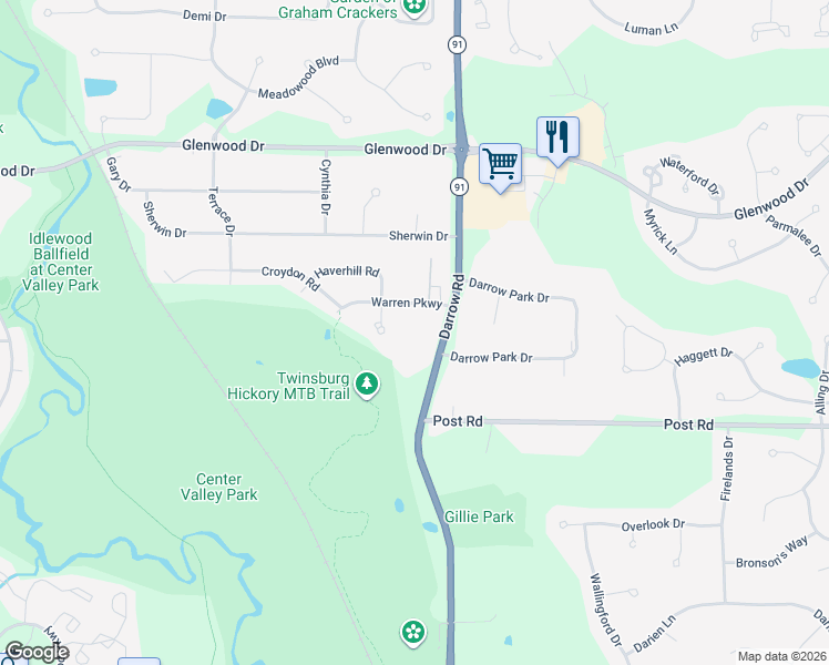 map of restaurants, bars, coffee shops, grocery stores, and more near 2473 Warren Parkway in Twinsburg