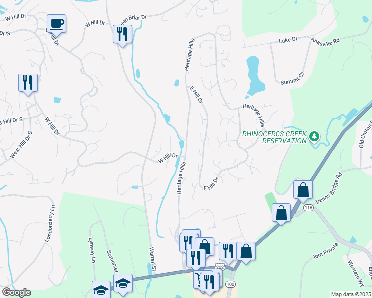 map of restaurants, bars, coffee shops, grocery stores, and more near 301 Heritage Hills in Westchester County