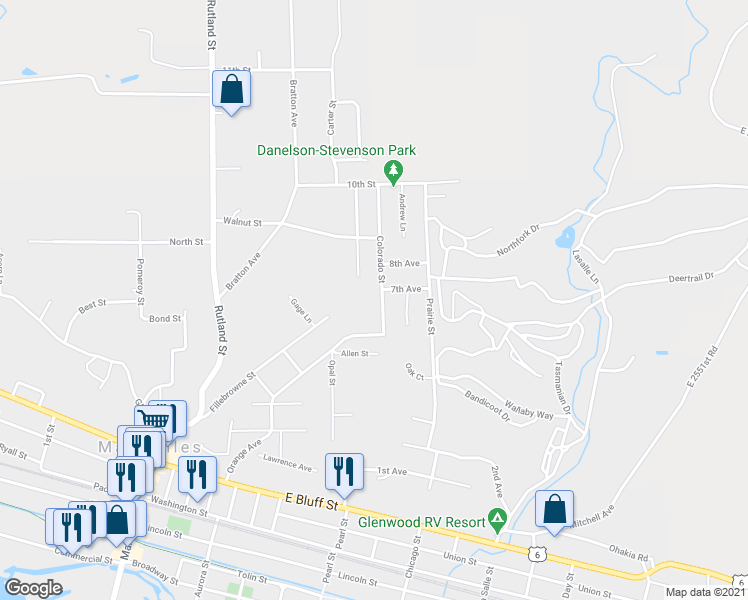 map of restaurants, bars, coffee shops, grocery stores, and more near 795 Colorado Street in Marseilles