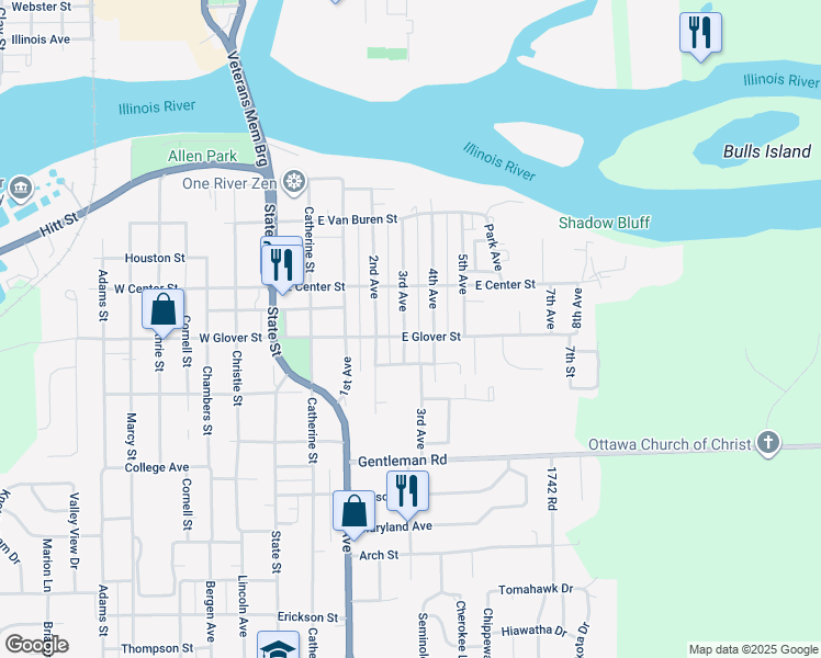 map of restaurants, bars, coffee shops, grocery stores, and more near 542 3rd Avenue in Ottawa