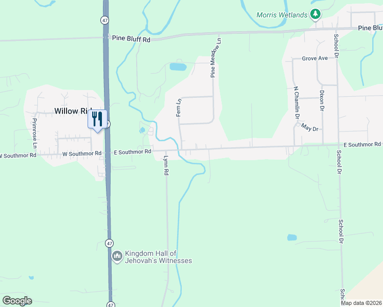 map of restaurants, bars, coffee shops, grocery stores, and more near 345 East Southmor Road in Morris