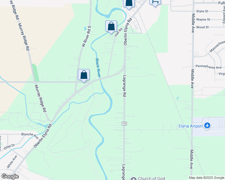 map of restaurants, bars, coffee shops, grocery stores, and more near 10576 Lagrange Road in Elyria