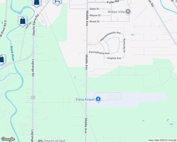 map of restaurants, bars, coffee shops, grocery stores, and more near 10563 Middle Avenue in Elyria