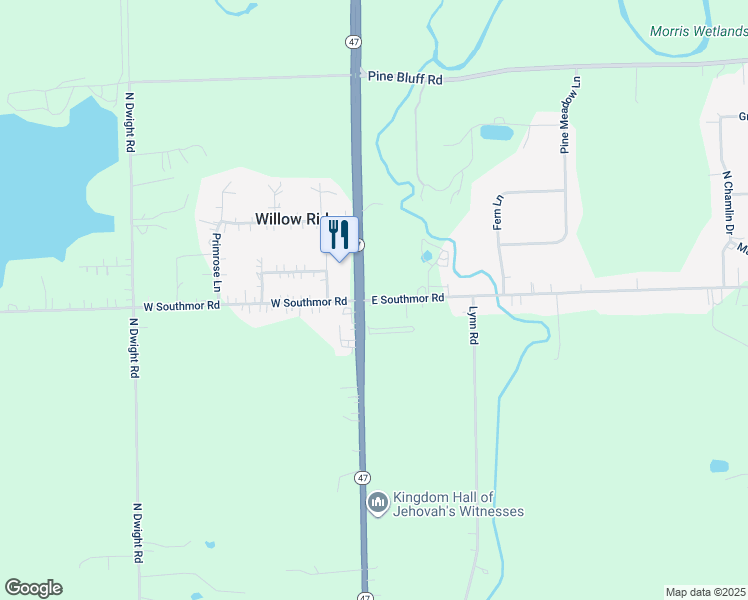 map of restaurants, bars, coffee shops, grocery stores, and more near 35 East Southmor Road in Morris