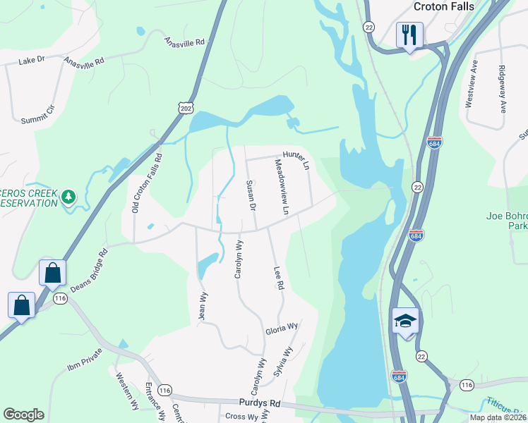 map of restaurants, bars, coffee shops, grocery stores, and more near 4 Susan Drive in Westchester County