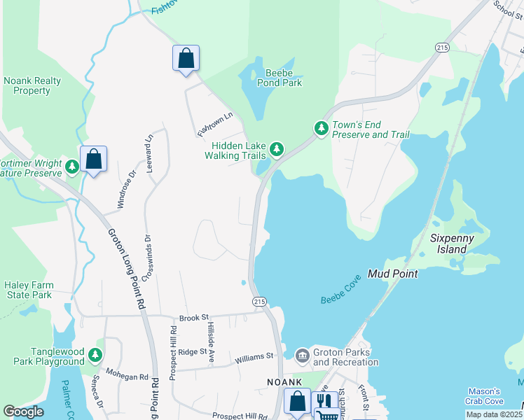 map of restaurants, bars, coffee shops, grocery stores, and more near 257 Elm Street in Groton