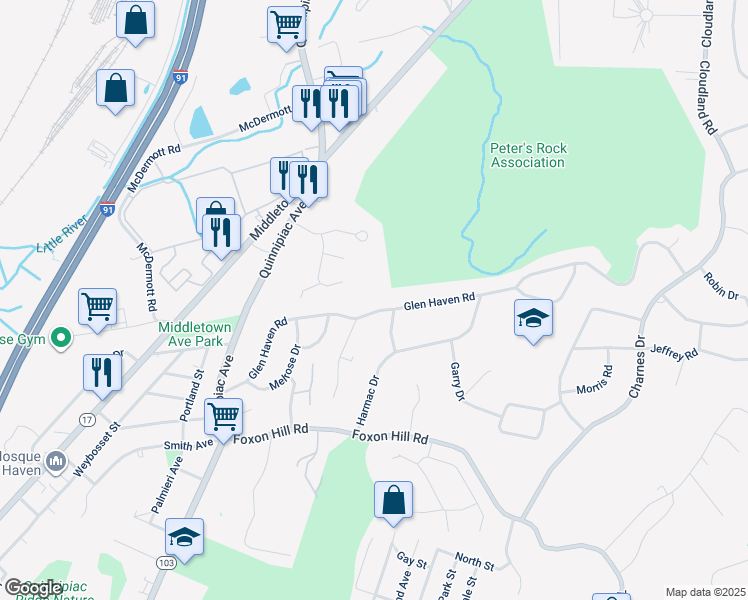 map of restaurants, bars, coffee shops, grocery stores, and more near 232 Glen Haven Road in New Haven